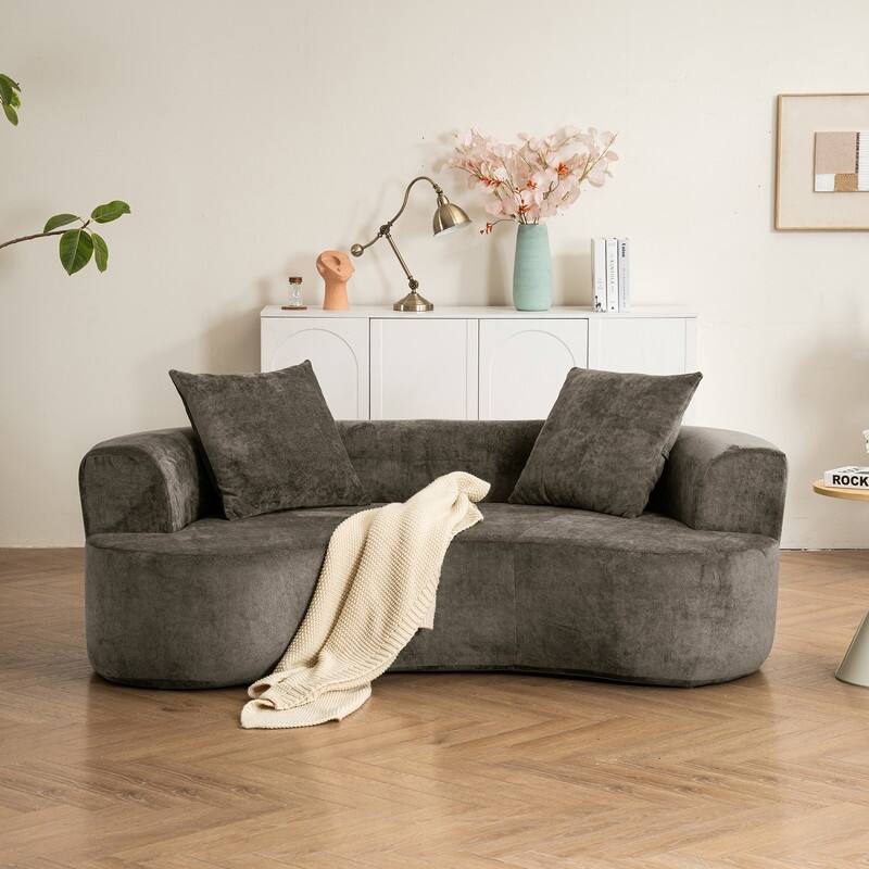 79.05" chenille sponge compression sofa, no assembly required - Grey