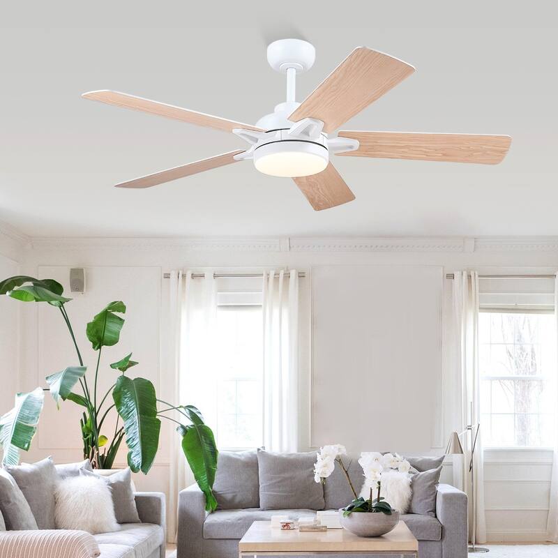 52" Indoor and Outdoor Ceiling Fan with Light Modern Ceiling Fan ,Remote and APP Conrol - 52 Inches