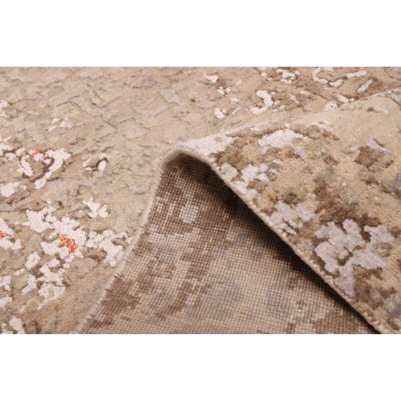 ECARPETGALLERY Hand-knotted Legacy Beige, Taupe Silk, Wool Rug - 2'5 x 12'0