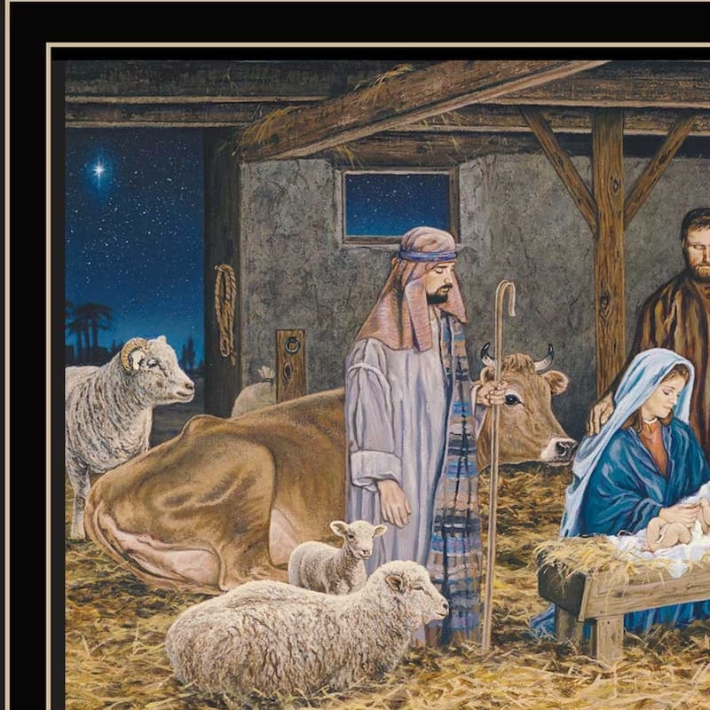 HomeRoots The Birth of Christ Black Framed Wall Art