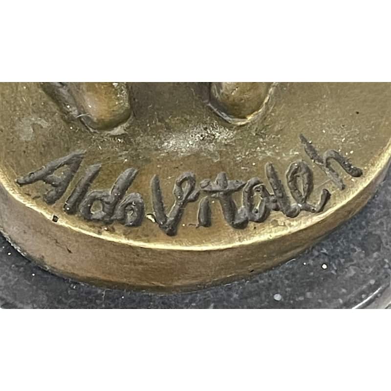 Original Aldo Vitaleh Boy Holding A Tulip Vase Bronze Candle Holder Sculpture