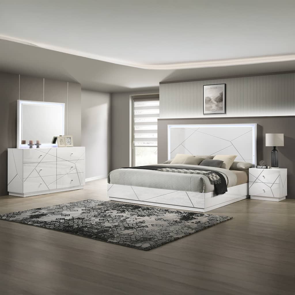Manhattan King / Queen 4PC / 5PC Bedroom Set White