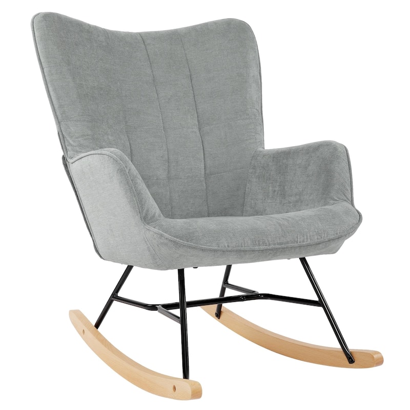 Velvet Rocking Chair Upholstered Recliner Comfy Accent Chair