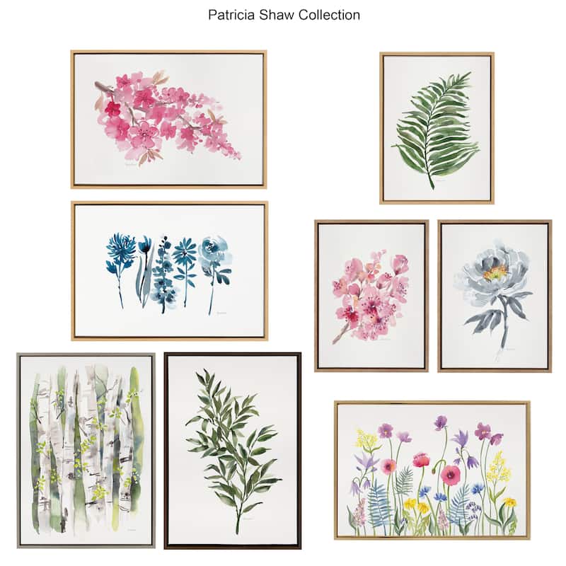 Kate and Laurel Sylvie Gray Bloom Framed Canvas by Patricia Shaw