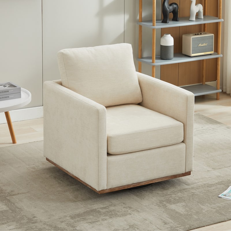 Mid Century Modern Swivel Accent Chair, 360 Degree Swivel Armchair For Living Room, Bedroom - Beige