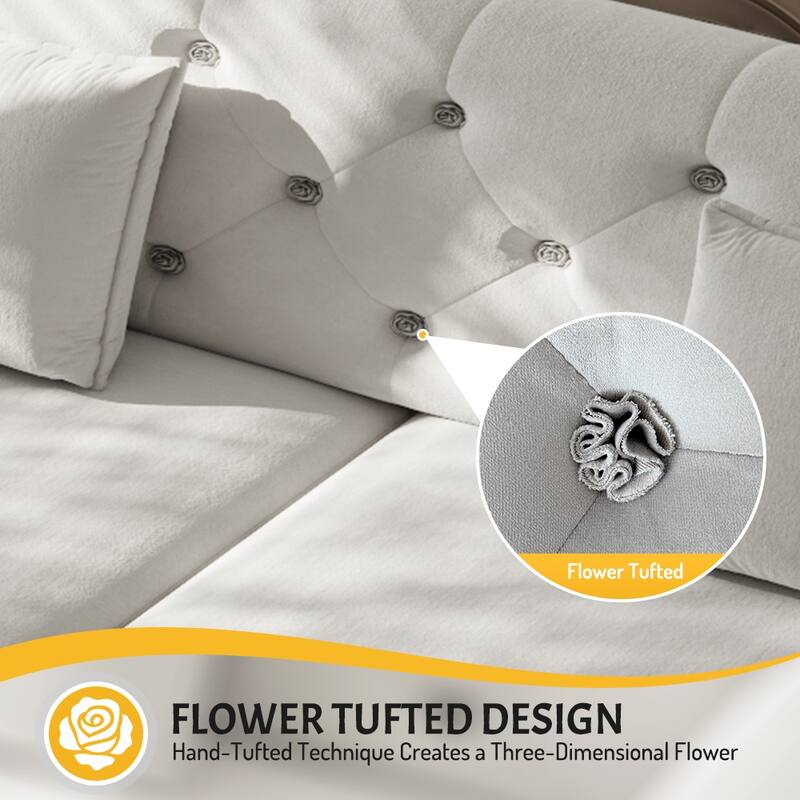 74.4" Queen Pull Out Sofa Bed with Tufted Velvet Fabric - Convertible Sleeper for Living Room, Apartment