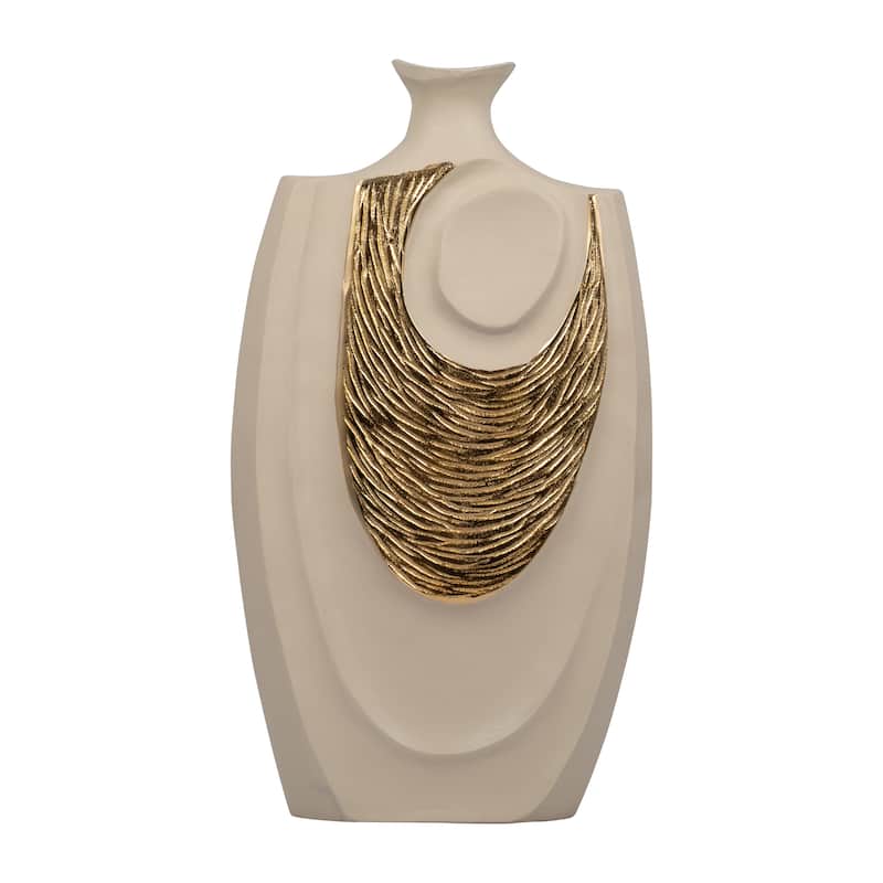 Sagebrook Home Metal Gold/Nude Rectangle Embossed Swirl Vase - 12" x 3" x 23"