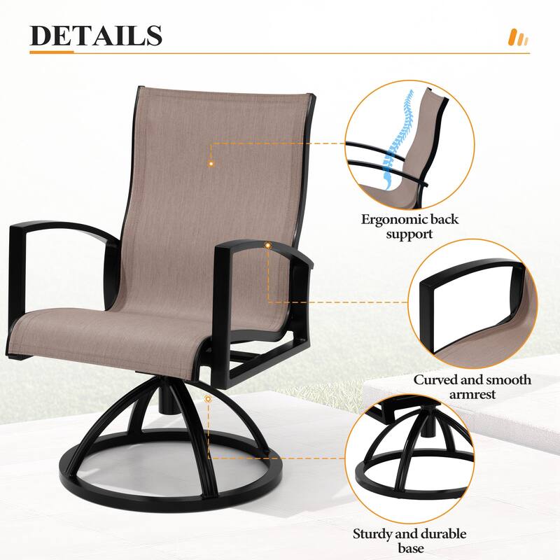 11-Piece Outdoor Aluminum Dining Table and Swivel Sunbrella Dining Chairs with Umbrella and Base Set