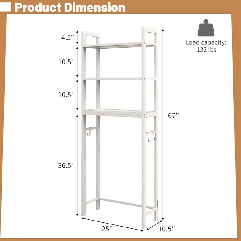 Costway Over-The-Toilet Storage Shelf Space Saving Metal Bathroom - See Details