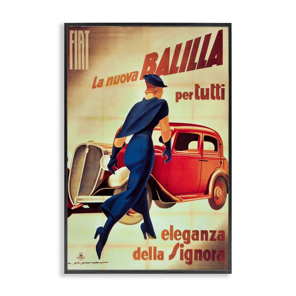 Stupell Antique Vehicle & Woman Advertisement Framed Giclee Art Design By Marcus Jules