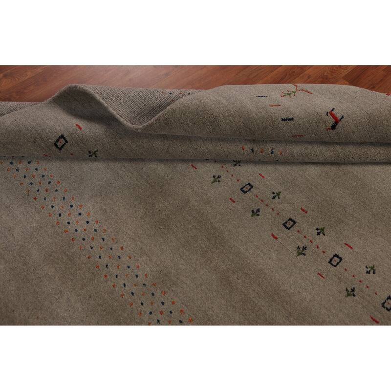 Tribal Gabbeh Oriental Rug Hand-Knotted Multi-Color Wool Carpet - 5'9" x 8'0"