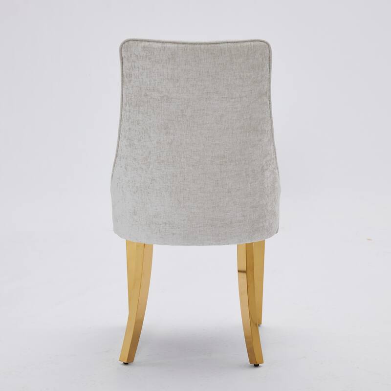 Roomfitters Modern Chenille Dining Chairs Set of 2, Fabric Upholstered Accent Chairs with Channel Back Design