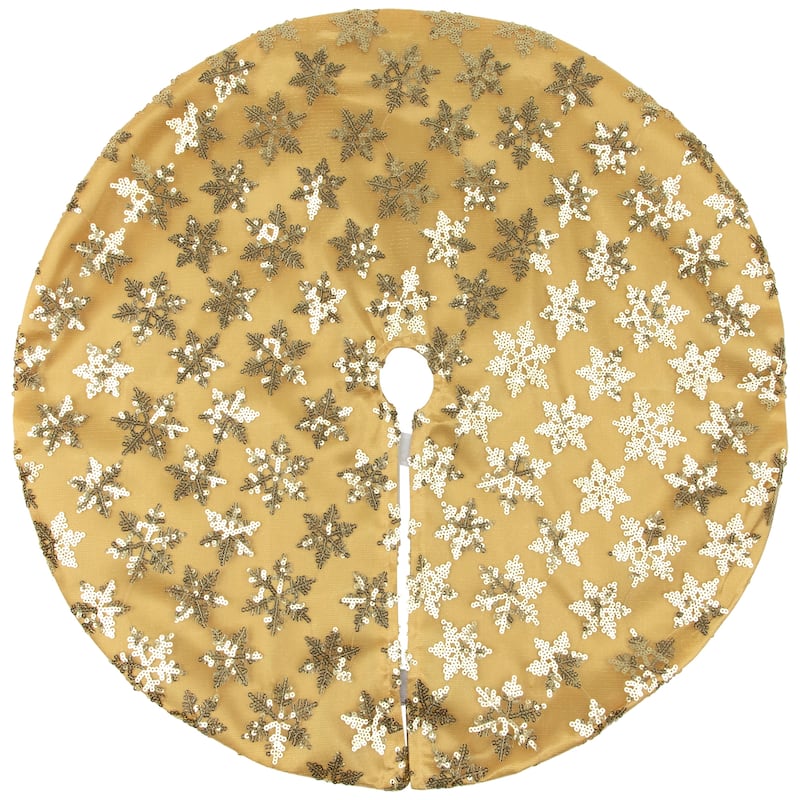 20" Gold Sequin Snowflake Pattern Mini Christmas Tree Skirt - 20