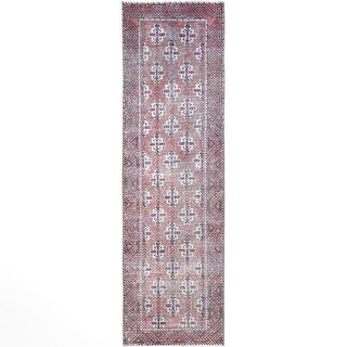 Shahbanu Rugs Pink Hand Knotted Vintage Persian Baluch Design Abrash ...