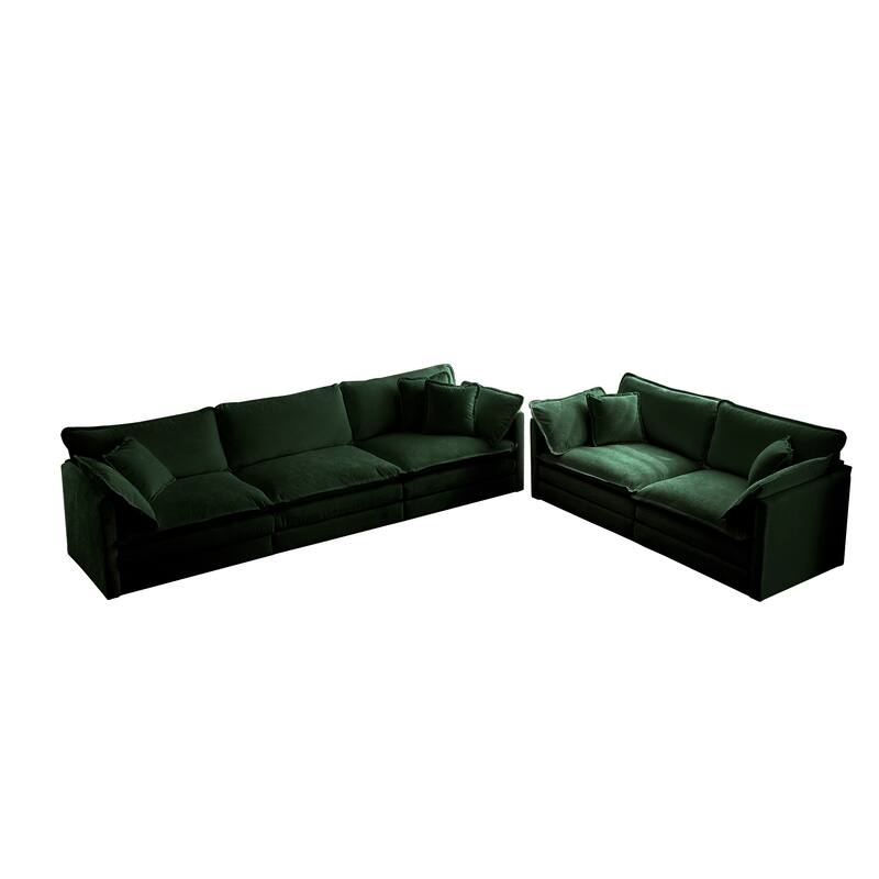 7-Seat Chenille Sectional Sofa Set (3-Seater + Two 2-Seaters)