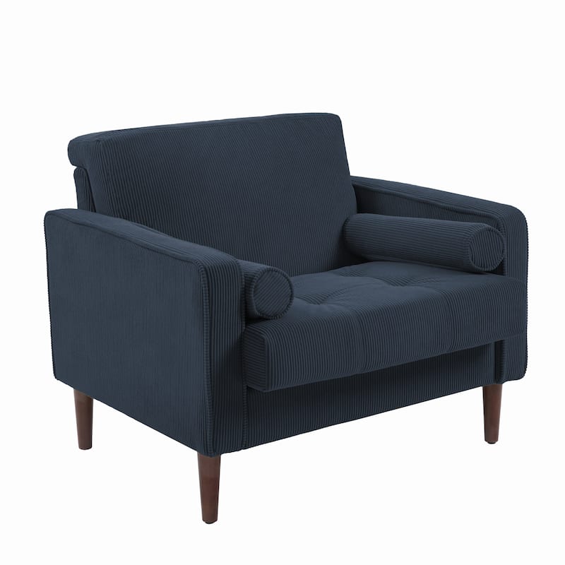 3-Piece Corduroy Tufted Club Armchair and Loveseat Set for Living Room