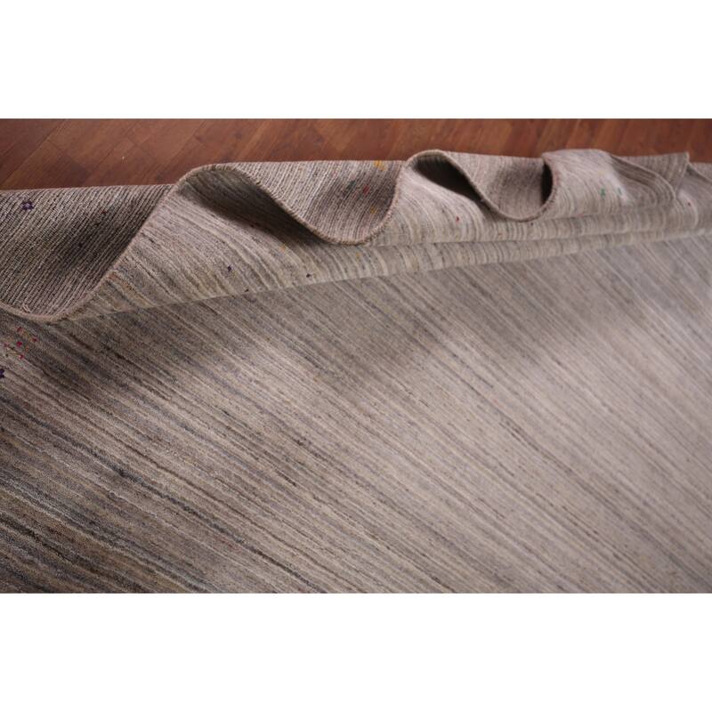 Striped Gabbeh Indian Square Rug Hand-Knotted Wool Carpet - 9'11"x 9'9"