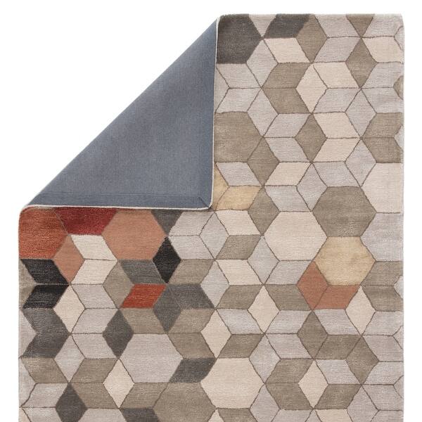 Duras Handmade Geometric Light Grey Orange Area Rug Overstock 20583627