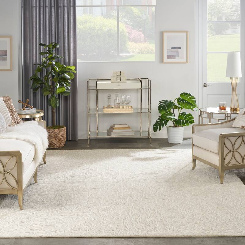 Michael Amini Star Contemporary Textured Botanical Abstract Glam Area Rug
