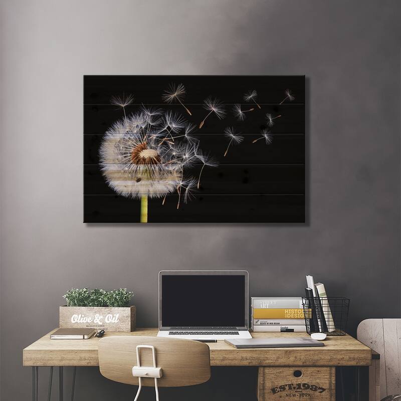 Dandelion Blowing I Print On Wood by Bess Hamiti - Multi-Color