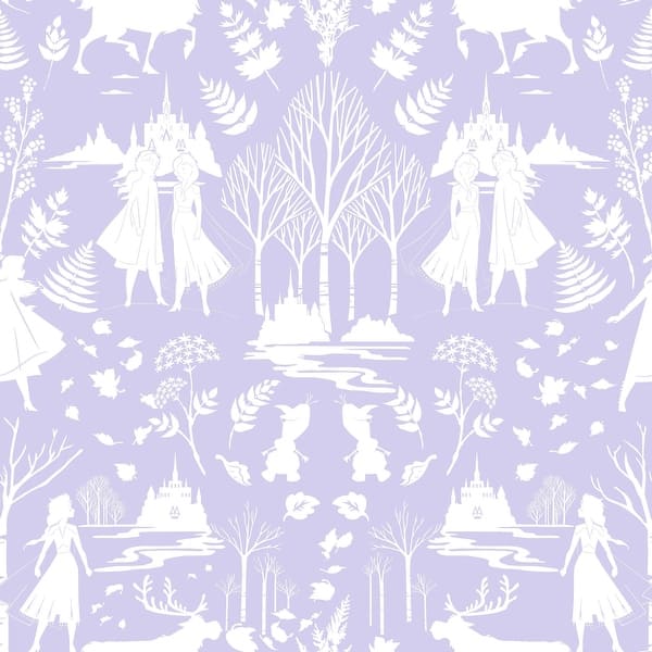 slide 2 of 6, Disney Frozen 2 Nordic Purple Glitter Wallpaper