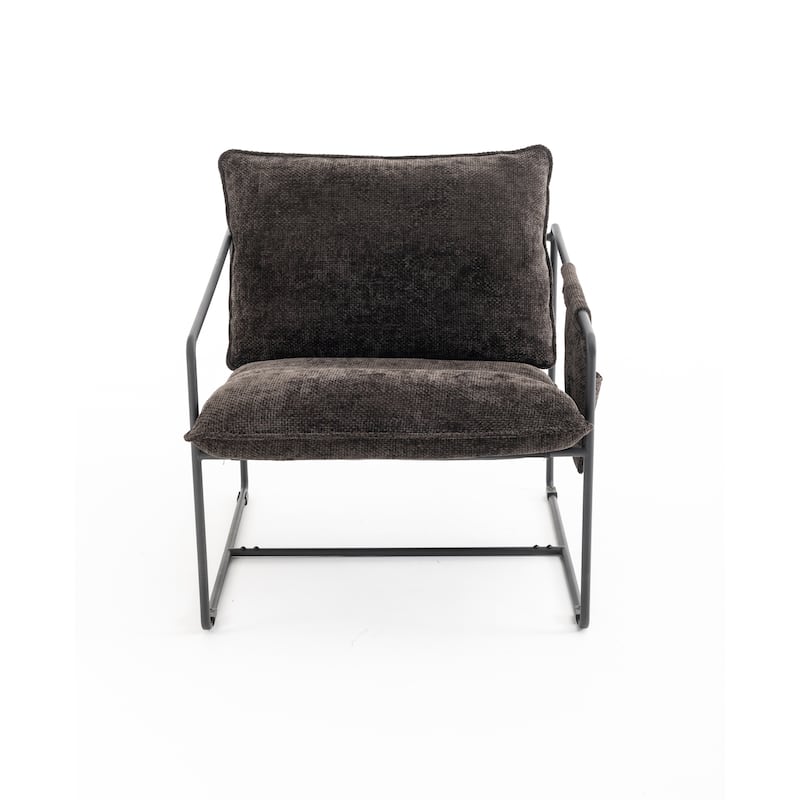 30.7" Arm Chair with Metal Frame and Gold Accents (Set of 2)