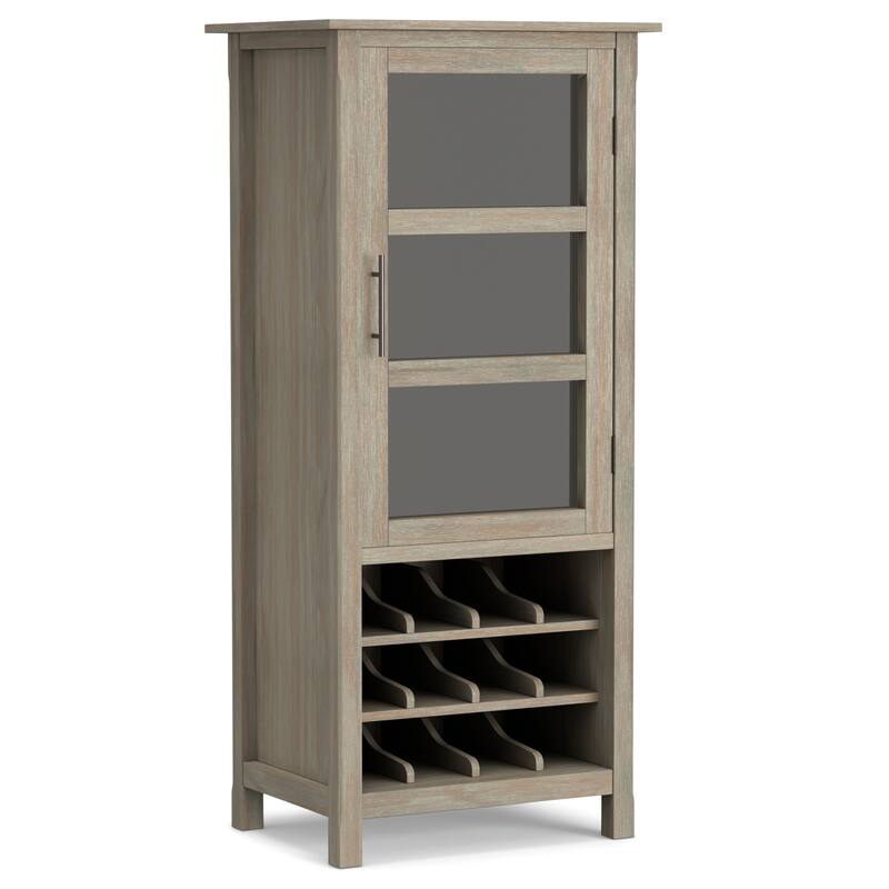 WYNDENHALL Franklin 12-Bottle SOLID WOOD 22 inch Wide Contemporary High Storage Wine Rack Cabinet - 22 W x 17 D x 50 H