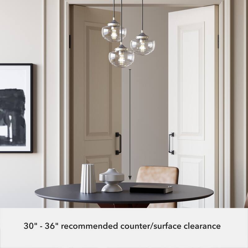 Hunter Saddle Creek 3-Light Vintage Schoolhouse Cluster Hanging Ceiling Light - Entry, Kitchen Table - Transitional