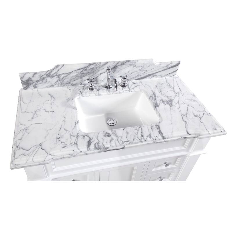 KitchenBathCollection Elizabeth 42" Bathroom Vanity with Carrara Marble Top