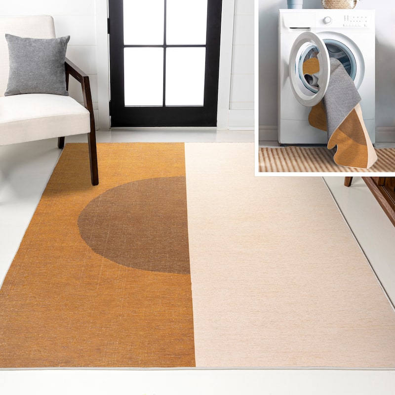 JONATHAN Y Ashkii Bohemian Textured Weave Floral Machine Washable Area Rug - 9 X 12