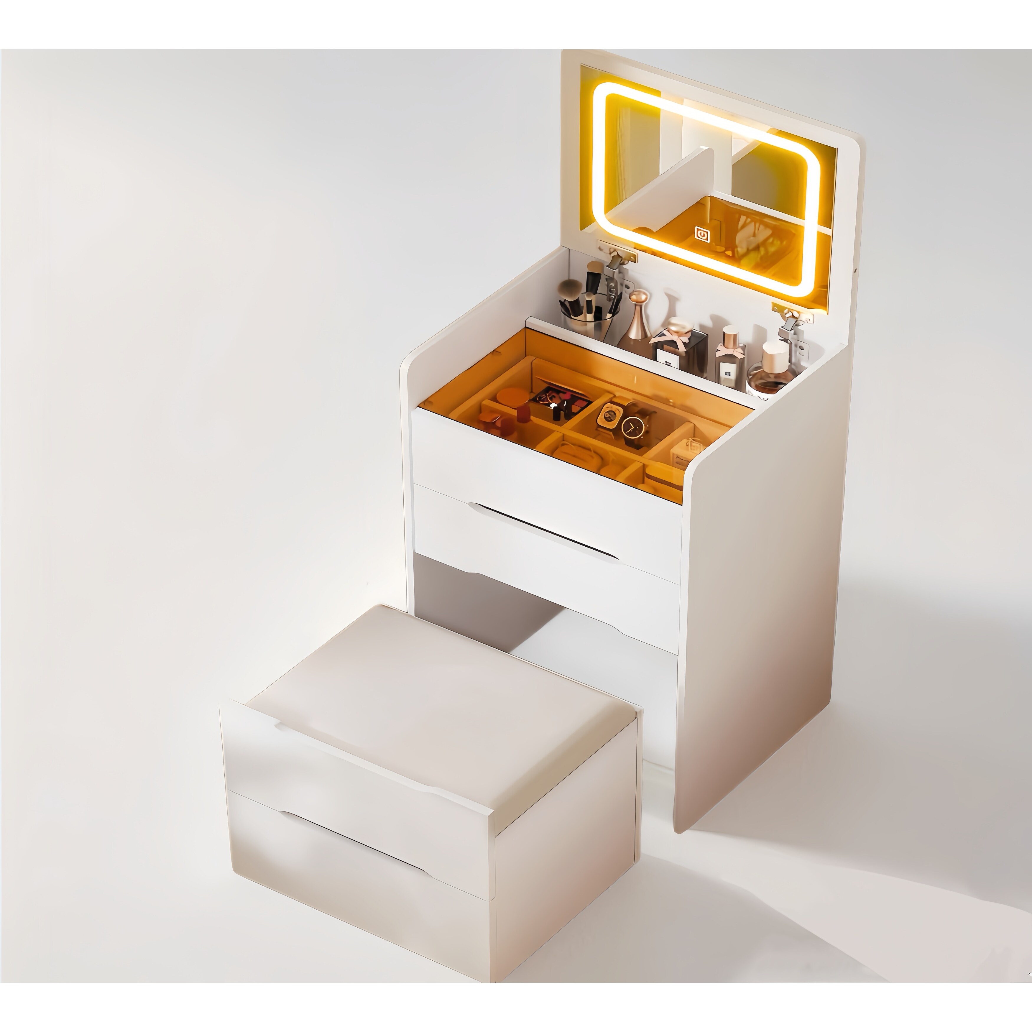 【即納&大特価】 3-in-1 48CM) Vanity Drawers 3 Mirror, Top Flip with Desk 洗顔グッズ