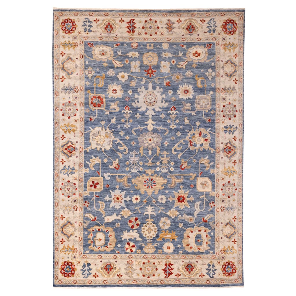 ECARPETGALLERY Hand-knotted Modern Oushak Dark Blue Wool Rug - 9'11 x 14'2