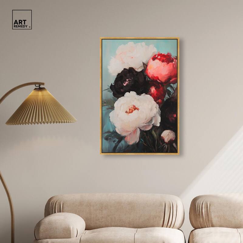 Three Shades of Peony II Canvas by Art Remedy