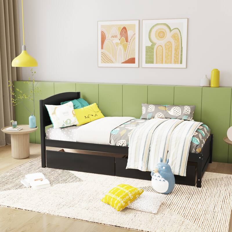 Twin size Platform Bed with Two Drawers