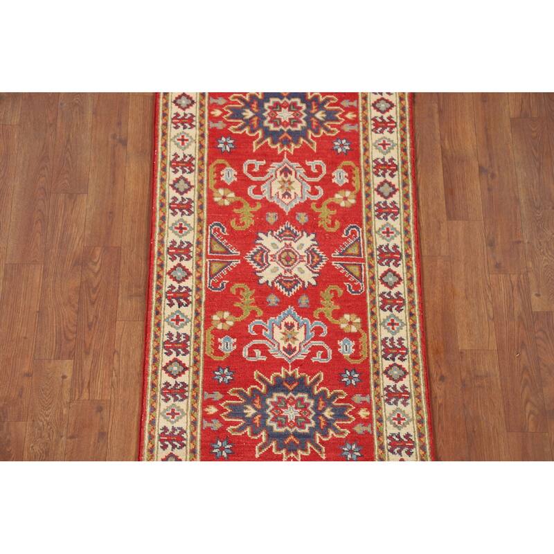 Kazak Oriental Runner Rug Hand-Knotted Wool Carpet - 2'1" x 9'11"