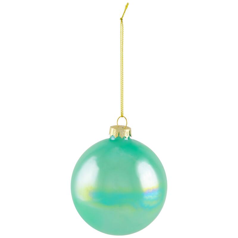 Shiny Glass Ball Christmas Ornaments - 3" (80mm) - Blue, Green and Teal - 6ct