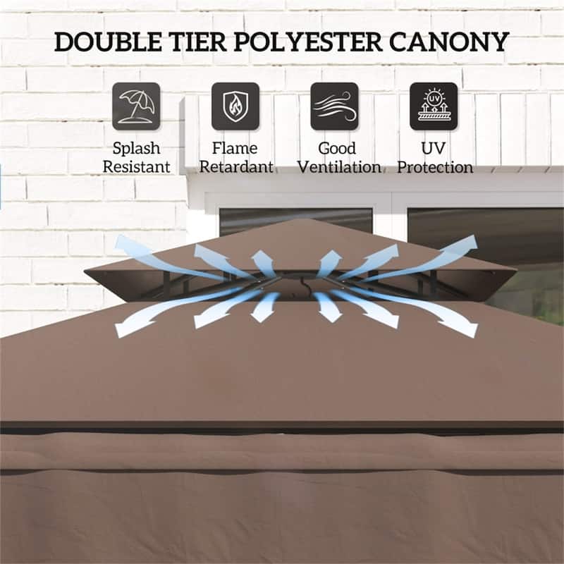 Premium Outdoor Grill Gazebo with Adjustable Awning Powder-Coated Steel Frame and PA-Coated Polyester Canopy