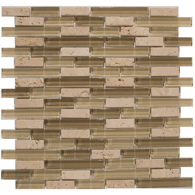The Tile Life Victory Brick 1x2 Almond Glass Backsplash Wall Tile
