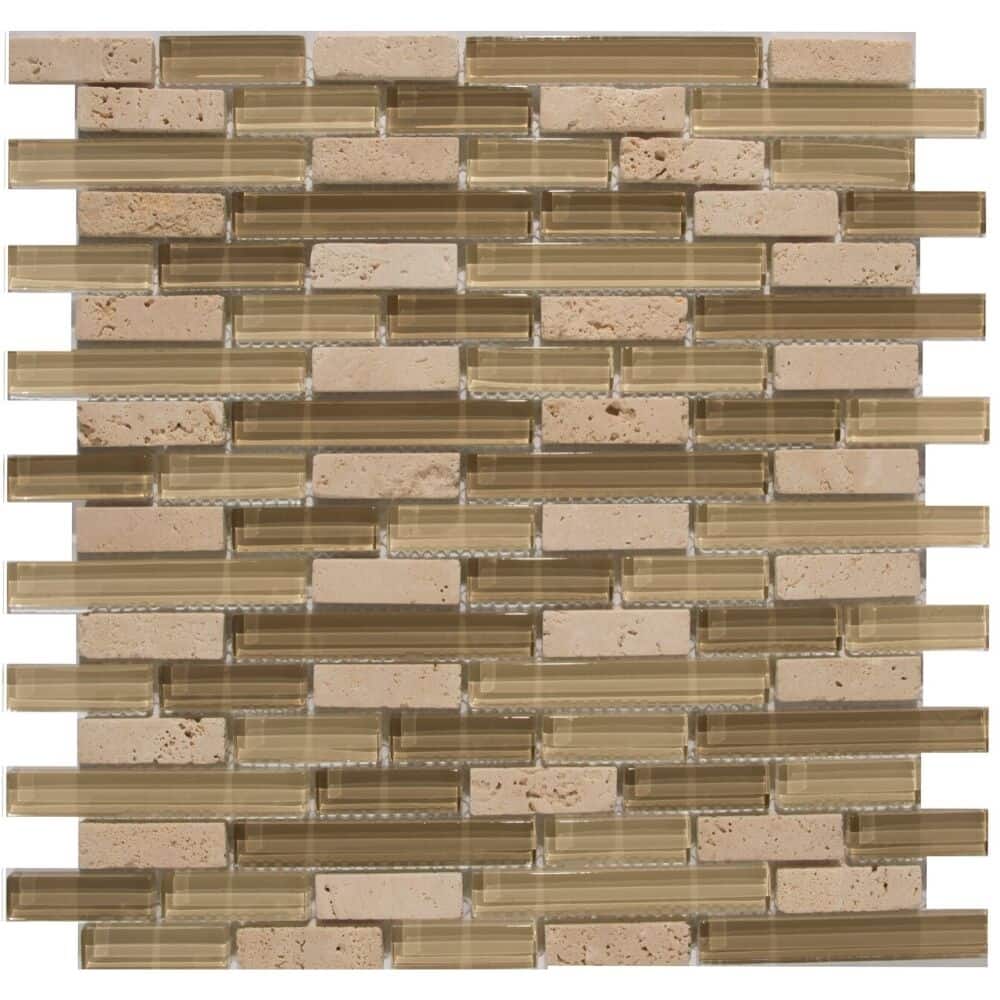 The Tile Life Victory Brick 1x2 Almond Glass Backsplash Wall Tile