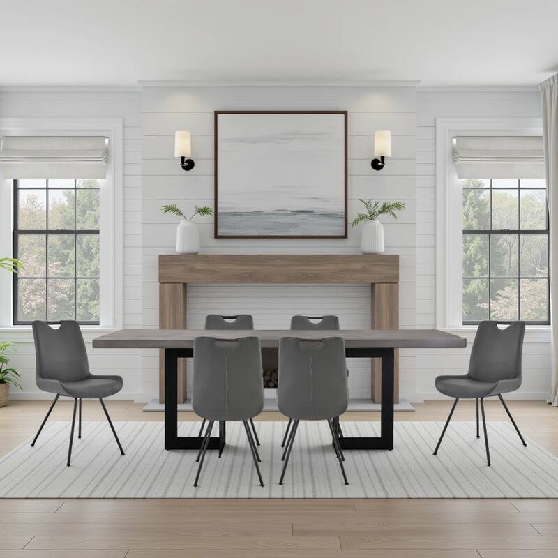 Coronado Modern Upholstered Dining Chairs (Set of 4/6) - Set of 6 - Gray Faux Leather