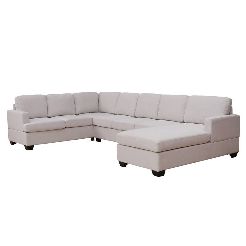 Upholstered UShape Sectional Sofa with Extra Wide Chaise Bed Bath