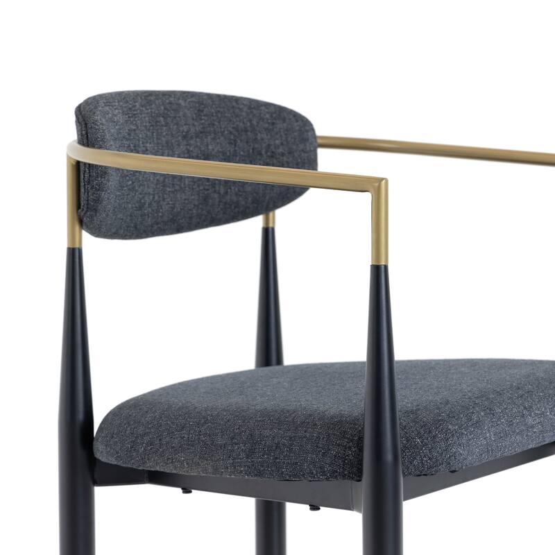 Modrest Buchtel Mid-Century Modern Dark Grey, Gold Arm & Black Counter Chair