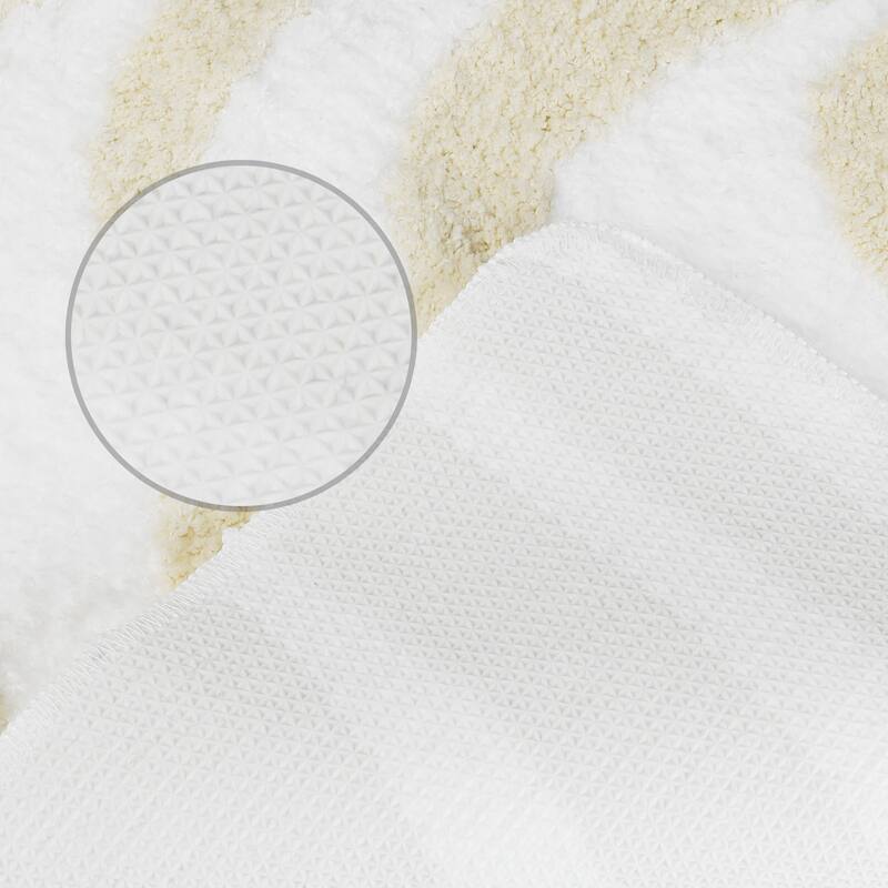 Fashion Wave Pattern Bathroom Rug Mat, Soft Absorbent Bath Carpet, Non-Slip, Shaggy, Machine Wash