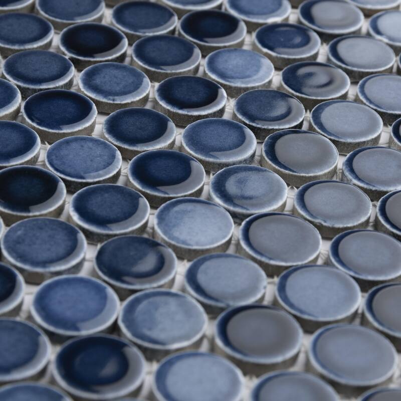 Merola Tile Hudson Penny Round Glacier 11-7/8" x 12-5/8" Porcelain Mosaic Floor and Wall Tile