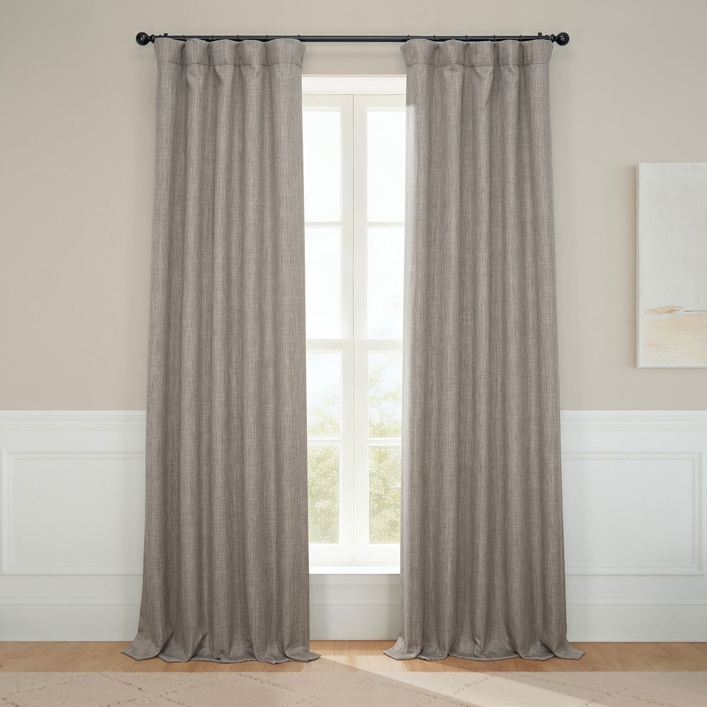 Exclusive Fabrics Textured Faux Linen Room Darkening Curtains for Bedroom & Living Room Curtains (1 Panel)