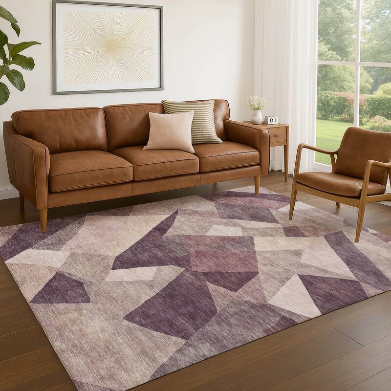 Machine Washable Indoor/ Outdoor Modern Queby Chantille Rug