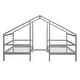 preview thumbnail 9 of 9, Double Twin Size Triangular House Beds, Wood Frame Shared Two Twin Beds with Built-In Table for Kids Teens