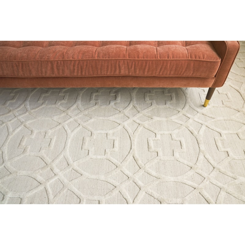 EXQUISITE RUGS Windsor Hand-loomed Wool/Bamboo Silk Linen/Beige Area Rug.