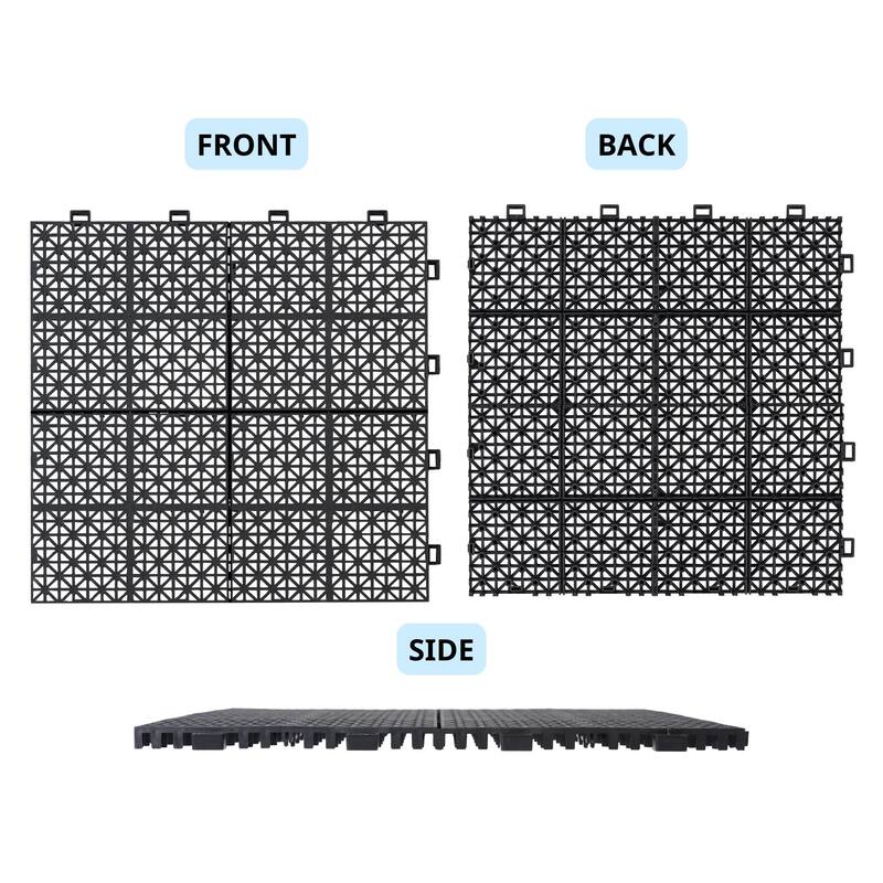 12 x 12 Inch Interlocking Deck Tiles Plastic Waterproof for Bathroom Shower Balcony Porch Pebble Stone Pattern（12 Pack）