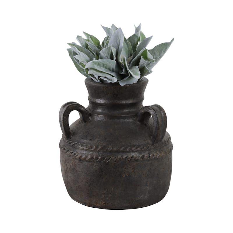 Terracotta Vase Rustic Textured Design Double Handles for Modern Space